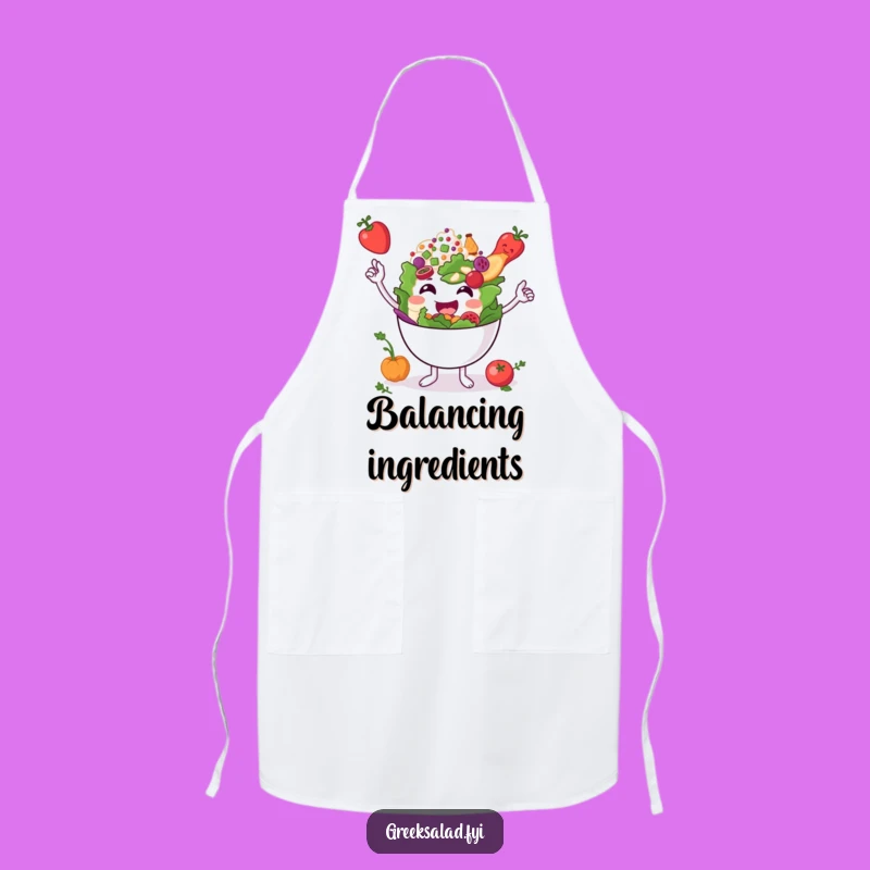 Funny Greek Salad Bowl Apron: Cook with Balanced Humor