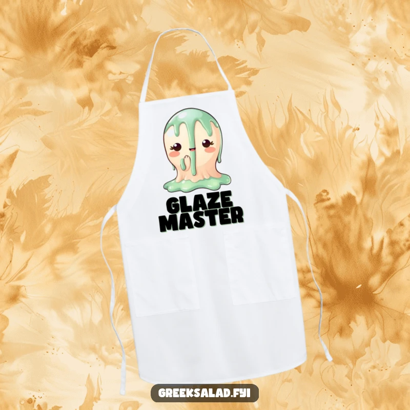 Funny apron showing a charming balsamic glaze character dripping artistically, providing kitchen protection with gourmet humor.