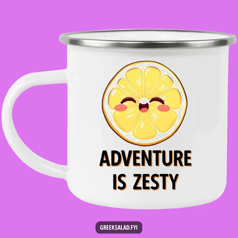 Funny Winking Lemon Camping Mug - Durable Citrus Fun, Giggling Slice, Great Funny Gift!