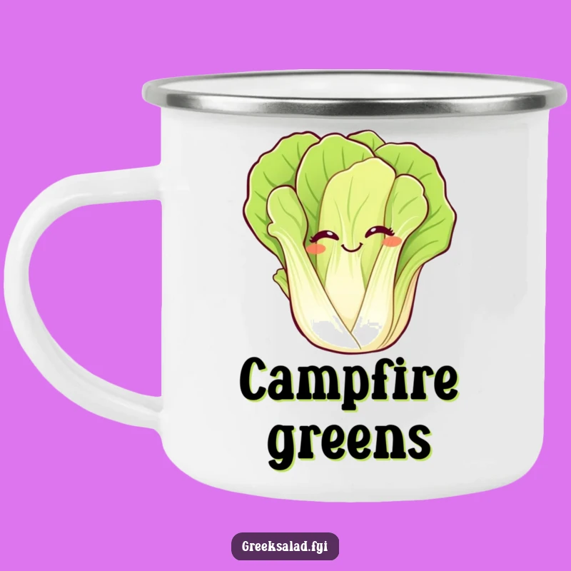 Funny Giggling Romaine Camping Mug: Outdoor Adventures with Veggie Laughs