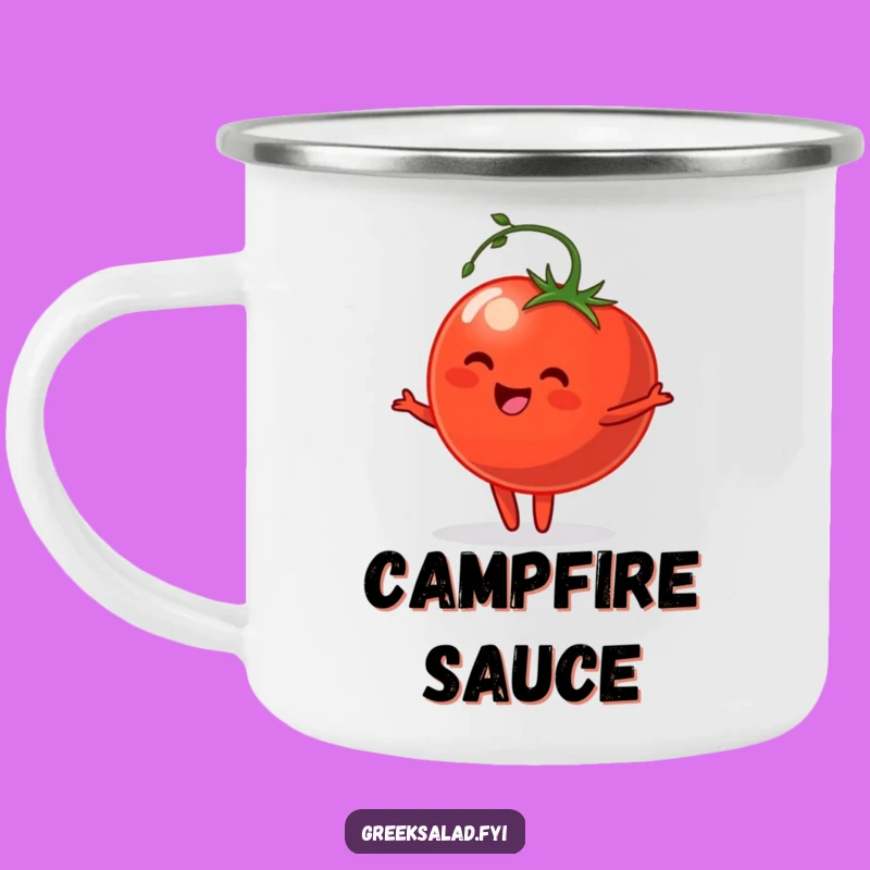 Funny Tomato Pirouette Camping Mug - Enamel Veggie Mug, Perfect Funny Gift for Outdoors