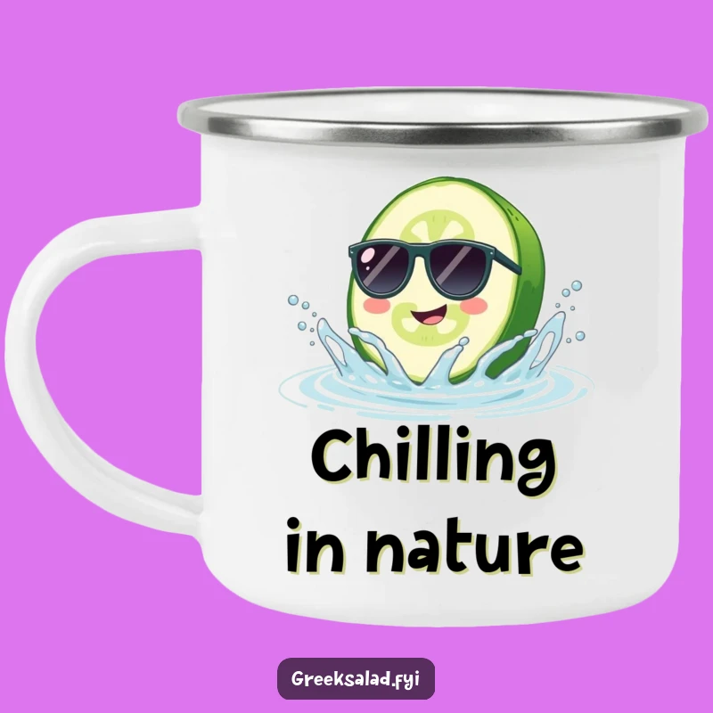 Funny Cucumber Sunglasses Camping Mug - Durable Splash Cup, Outdoor Humor Gift for Hikers