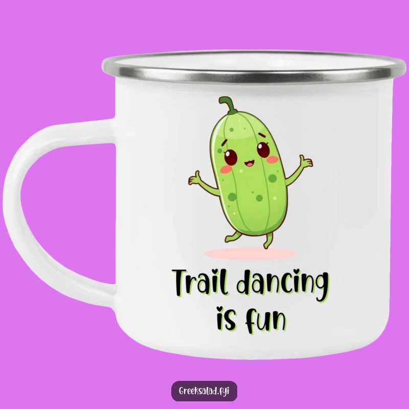 Funny Cucumber Dance Camping Mug: Groove Around the Campfire