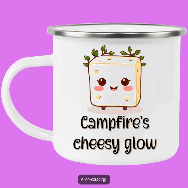 Funny Feta Camping Mug: Enjoy Coffee with Happy Greek God Cheese Vibes!