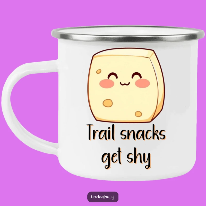 Funny Shy Feta Cheese Camping Mug: Enjoy Bashful Dairy Adventures Outdoors