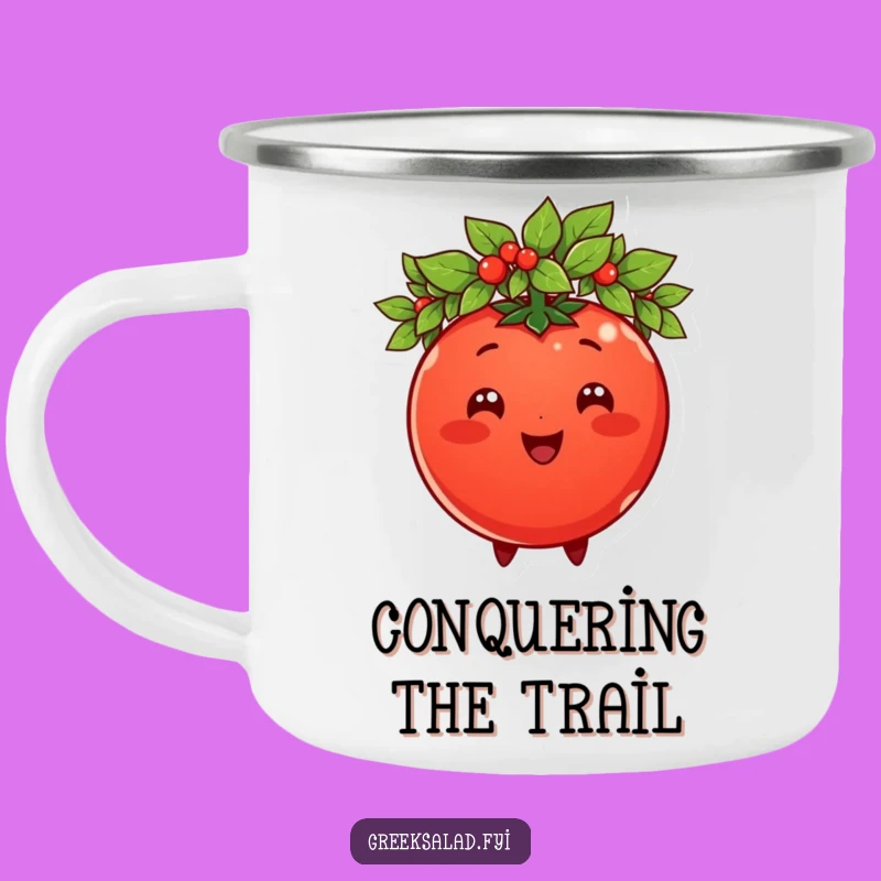 Funny Tomato King Camping Mug: Adventure with Regal Humor Outdoors