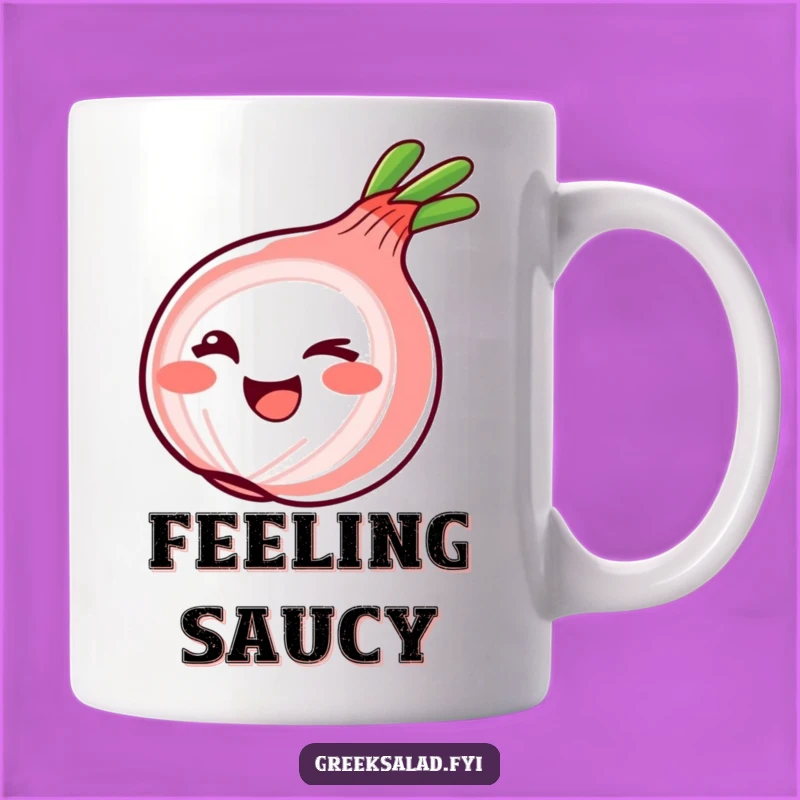 Funny Winking Onion Ring Mug: A Playful Vegetable's Cheeky Greeting, Perfect Gift