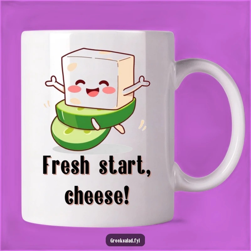 Funny Feta Leaping Mug - Hilarious Gift for Cheese & Salad Lovers