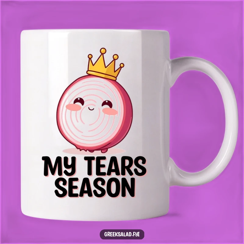 Funny Blushing Onion Crown Mug: Regal Humor for Veggie Lovers