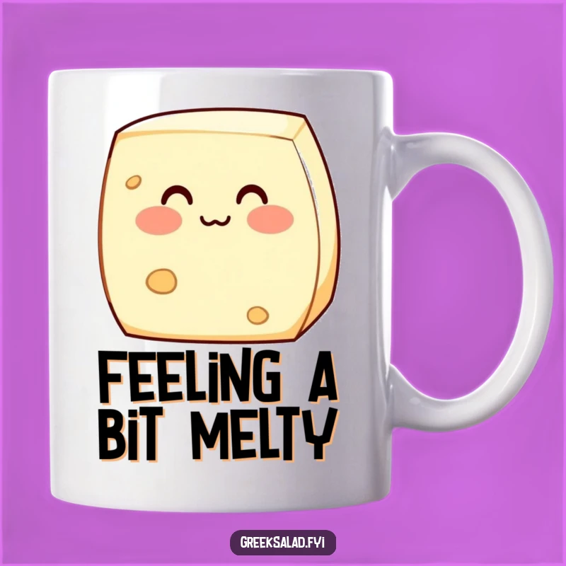Funny Shy Feta Cheese Mug: Adorable Blushing Dairy Gift for Cheese Lovers