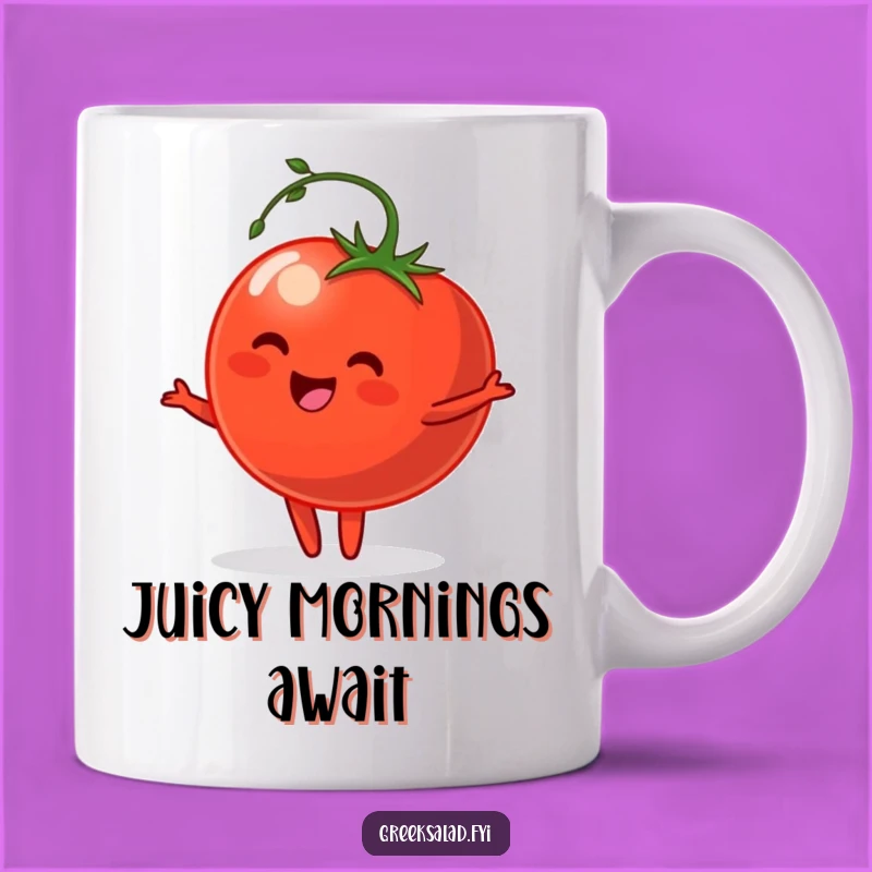 Funny Tomato Pirouette Mug - Happy Veggie Dancer, Perfect Funny Gift for Gardeners
