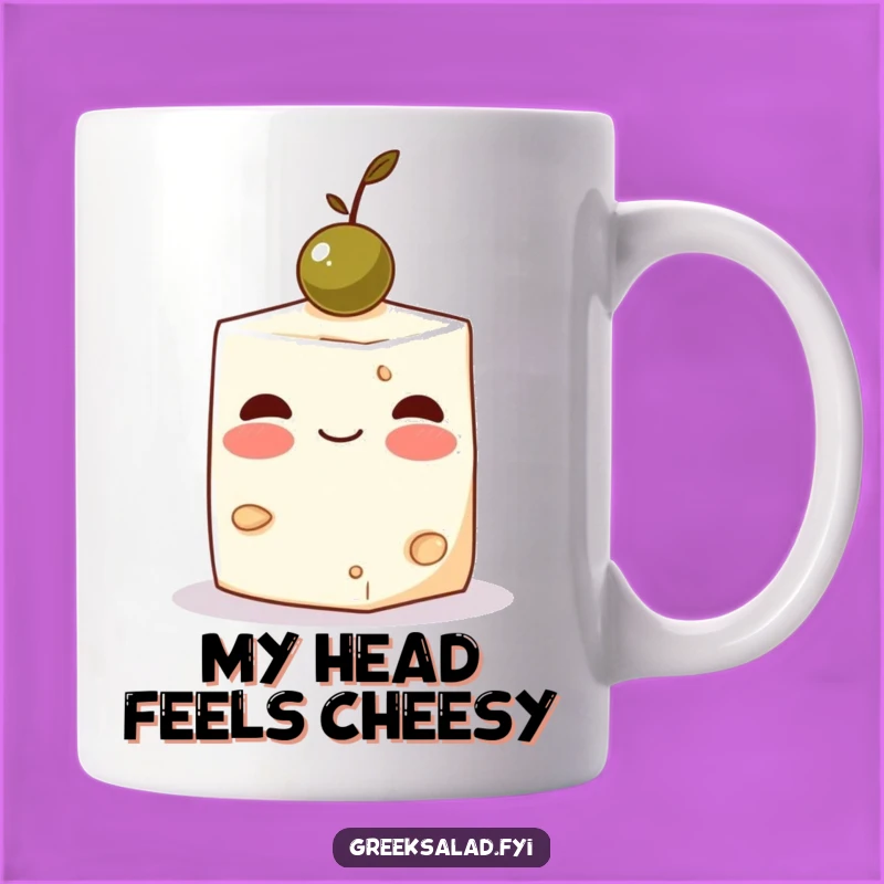 Funny Feta Cheese Olive Mug - Adorable Balancing Act, Hilarious Gift for Cheese Lovers