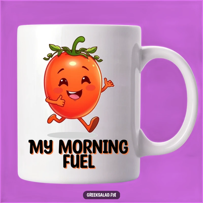 Funny Jogging Tomato Mug: Cheerful Fitness, Laurel Wreath, Healthy Humor Gift