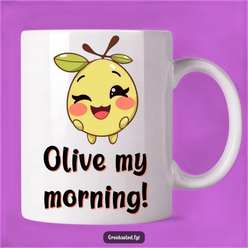 Funny Winking Olive Mug - Playful Pit Character Gift Idea