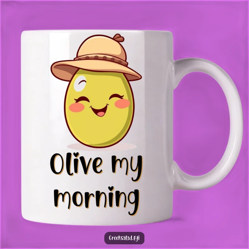 Funny Winking Olive Hat Mug - Playful Charm, Perfect Quirky Gift Idea