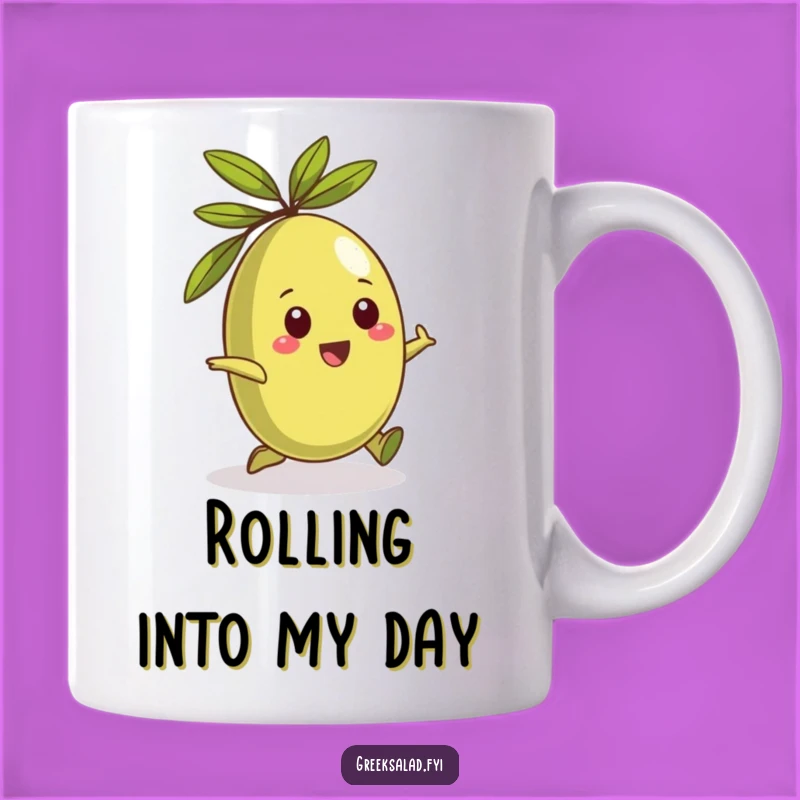 Funny Greek Olive Rolling Mug: Enjoy Your Brew with Mediterranean Humor!