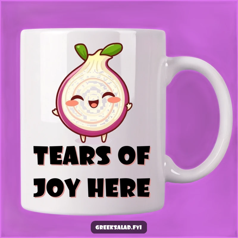 Funny Onion Spin Mug: Giggling Red Vegetable Character Gift