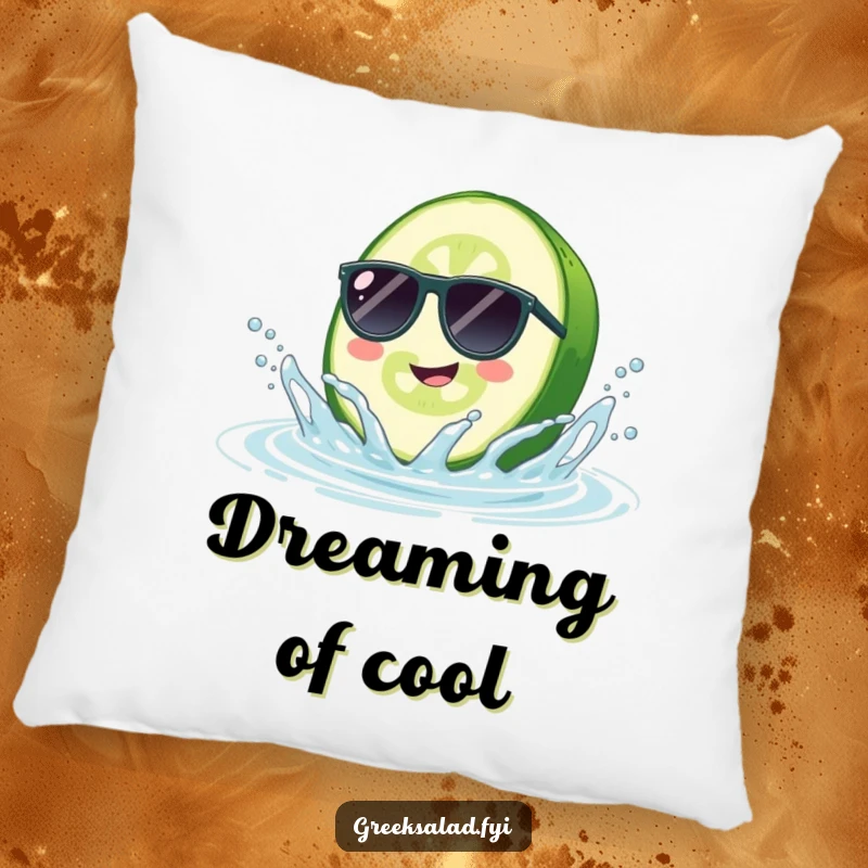 Funny Cucumber Sunglasses Pillow: A smiling cucumber with sunglasses splashes, offering a soft touch of humor.