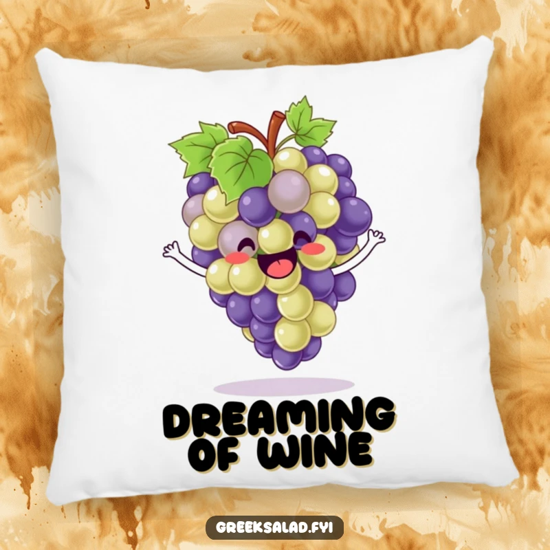 Funny Pillow: Delighted grapes enthusiastically bounce, offering cozy comfort and a touch of humor.