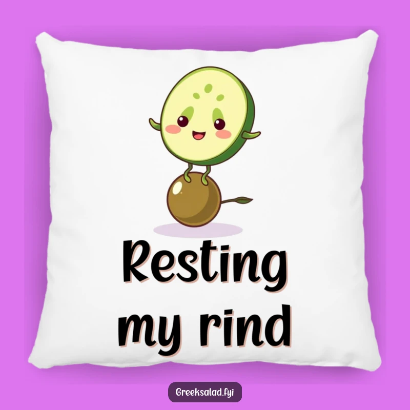 Funny Cucumber & Olive Balancing Pillow: Comfy Cozy Humor for Your Couch