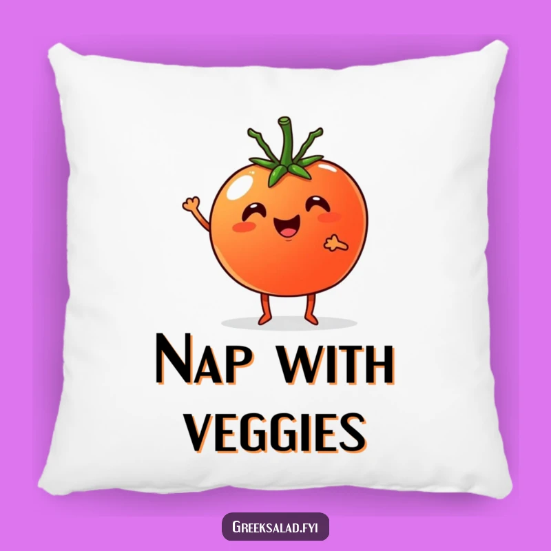 Funny Decorative Pillow: Veggie Pals Tomato & Cucumber, Hilarious Comfort Gift