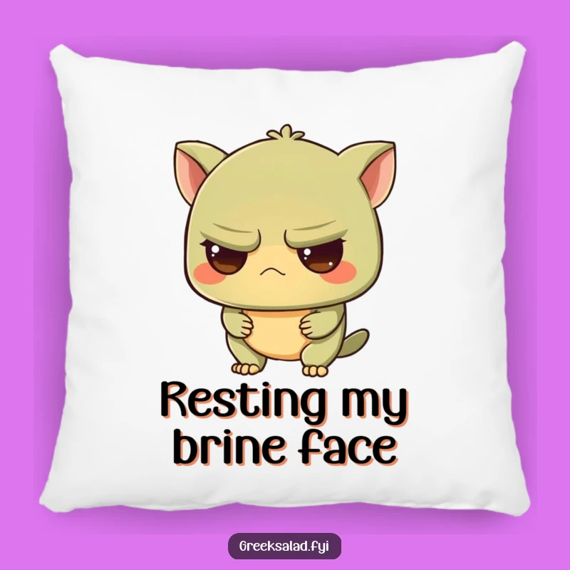 Funny Intrigued Olive Pillow: Add Cozy Grumpiness with Witty Character Comfort