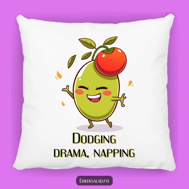 Funny Olive Dodging Tomato Pillow - Soft & Hilarious Home Decor Accent