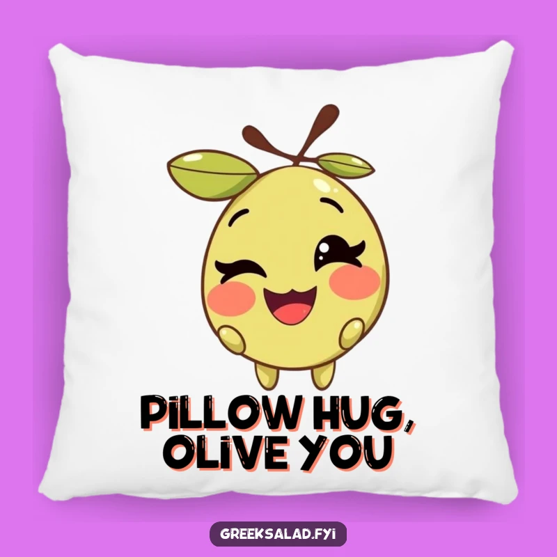 Funny Winking Olive Pillow - Cozy Comfort & Playful Vibes