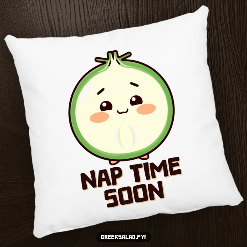 Funny Pillow with a cheerful onion slice executing a shy, gentle bow, adding comfort and humor to your space.
