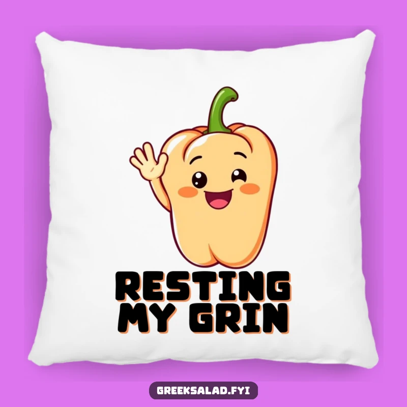 Funny Grinning Pepper Pillow: Cozy Comfort with a Cheerful Wave