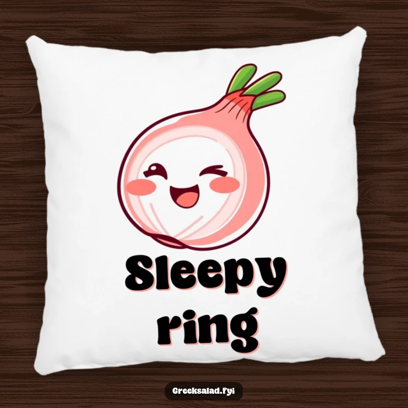 Funny Pillow featuring a playful red onion ring winking mischievously, adding comfort and a dash of cheeky humor.