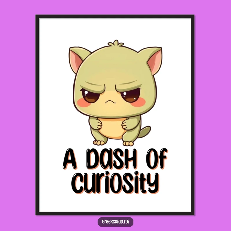 Funny Intrigued Olive Digital Art: Instant Witty Decor with Grumpy Character Flair