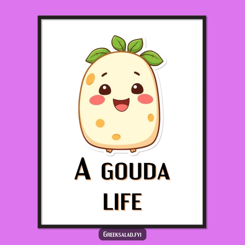 Funny Feta Cheese Smiling Digital Art: Instant Cheerful Decor