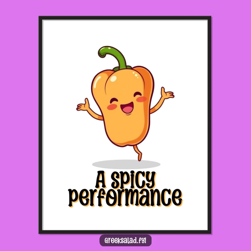 Funny Bell Pepper Jig Print - Energetic Veggie Art, Instant Download Gift