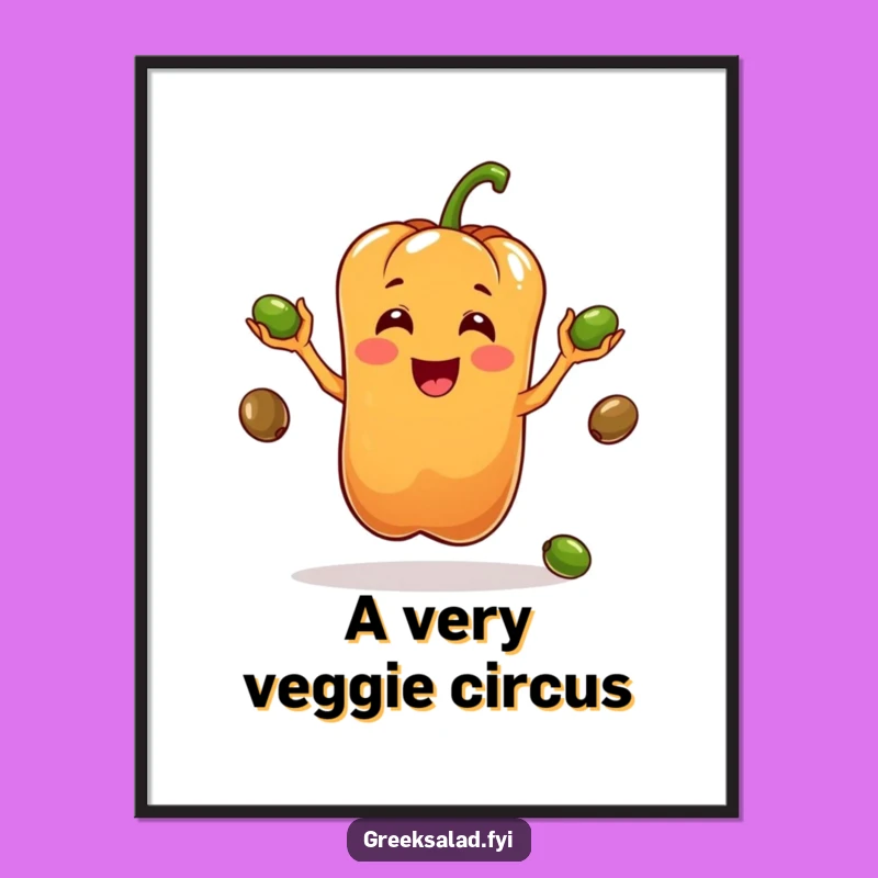 Funny Juggling Pepper Digital Art: Playful Decor, Perfect Humorous Gift