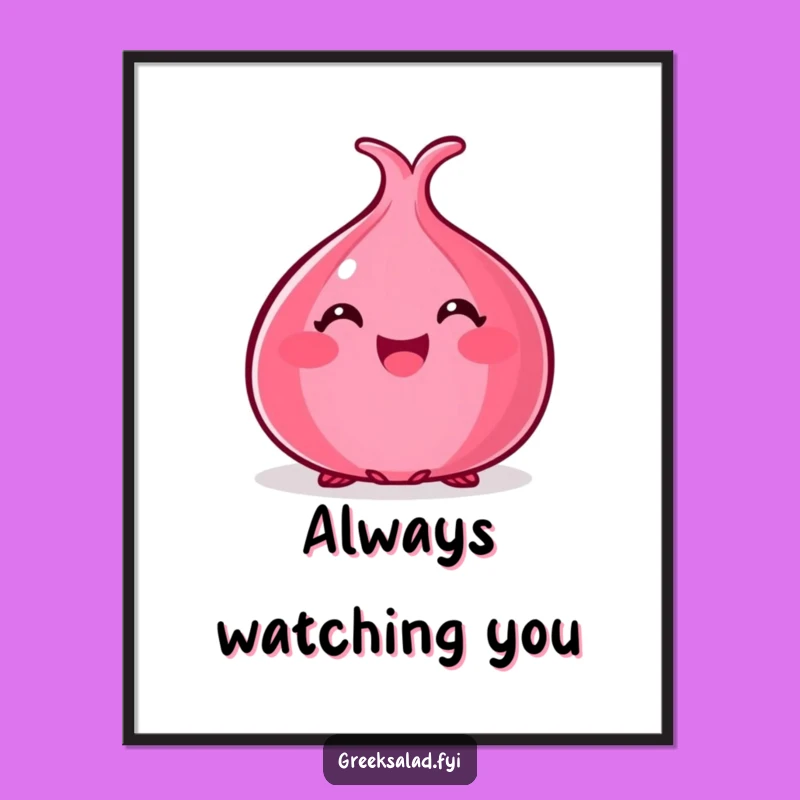 Funny Red Onion Peek Digital Art - Instant Veggie Humor for Your Walls