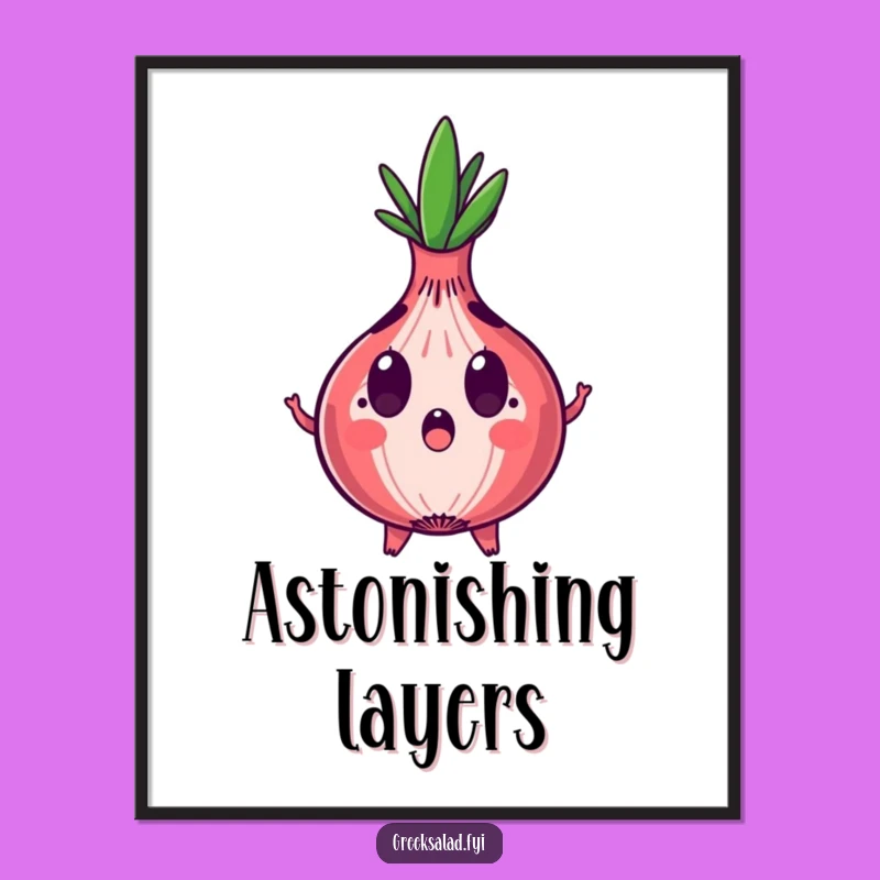 Funny Surprised Onion Digital Art: Shocking Vector Graphic, Perfect Humorous Gift