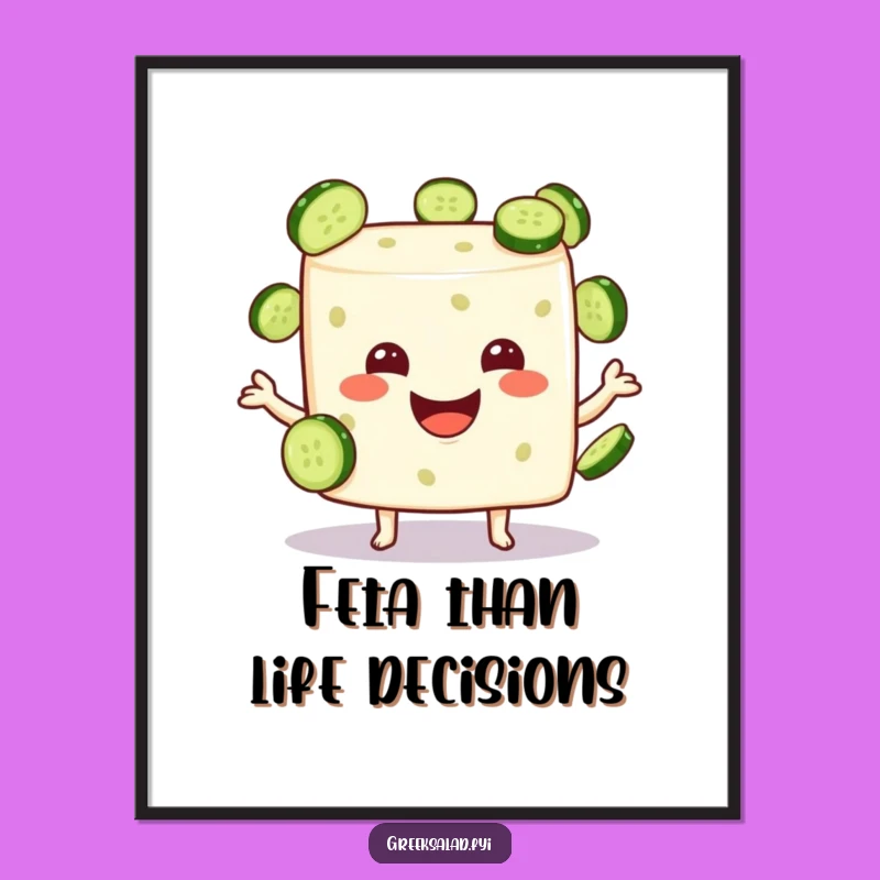 Funny Feta Cheese Juggling Cucumbers Digital Print - Instant Hilarious Decor Upgrade