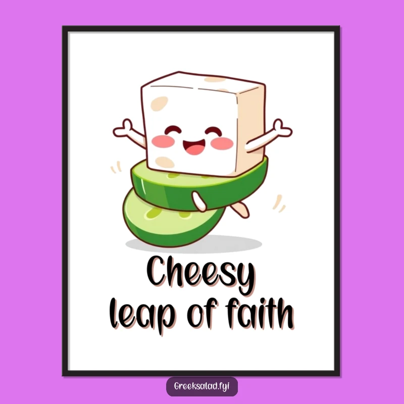 Funny Feta Leap Digital Art - Cheesy Printable for Walls