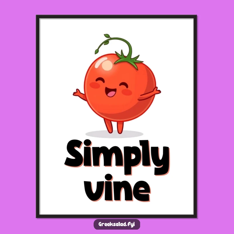 Funny Tomato Pirouette Digital Art - Happy Veggie Printable, Perfect Funny Gift for Instant Decor