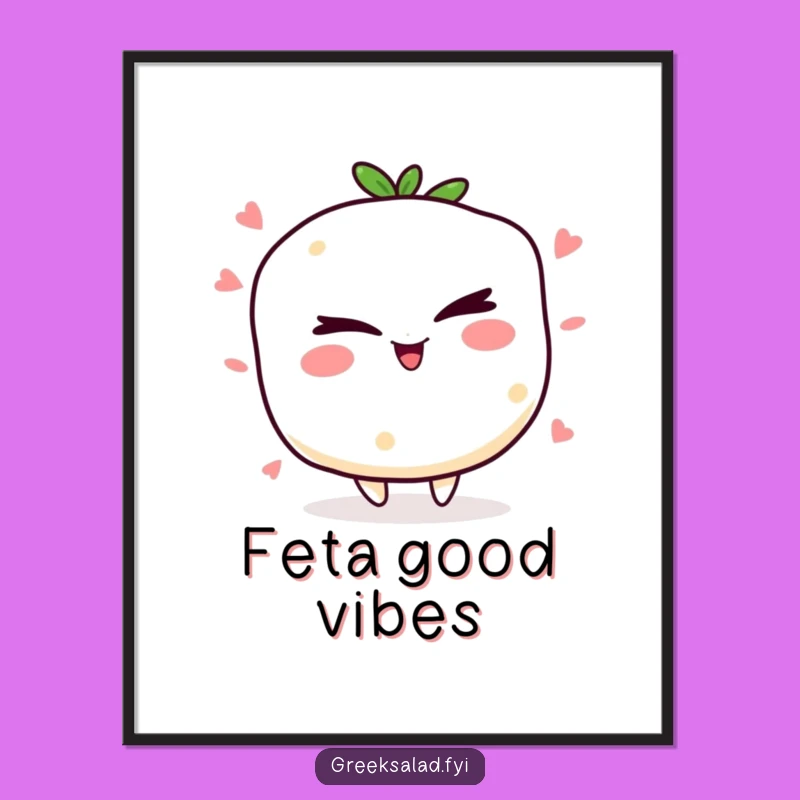 Funny Winking Feta Digital Art, Hilarious Cheese Print for Instant Mischief