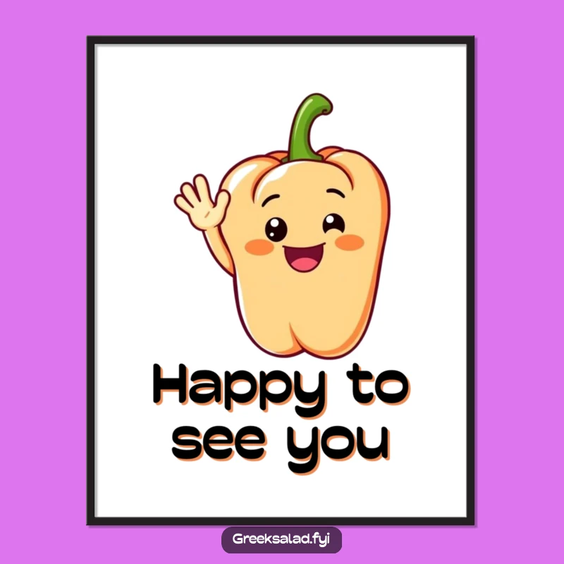 Funny Grinning Pepper Digital Art: Cheerful Wall Decor