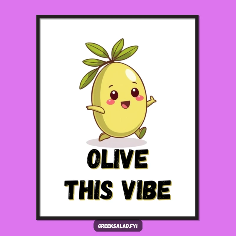 Funny Greek Olive Rolling Digital Art Print: Instant Mediterranean Whimsy for Your Walls!