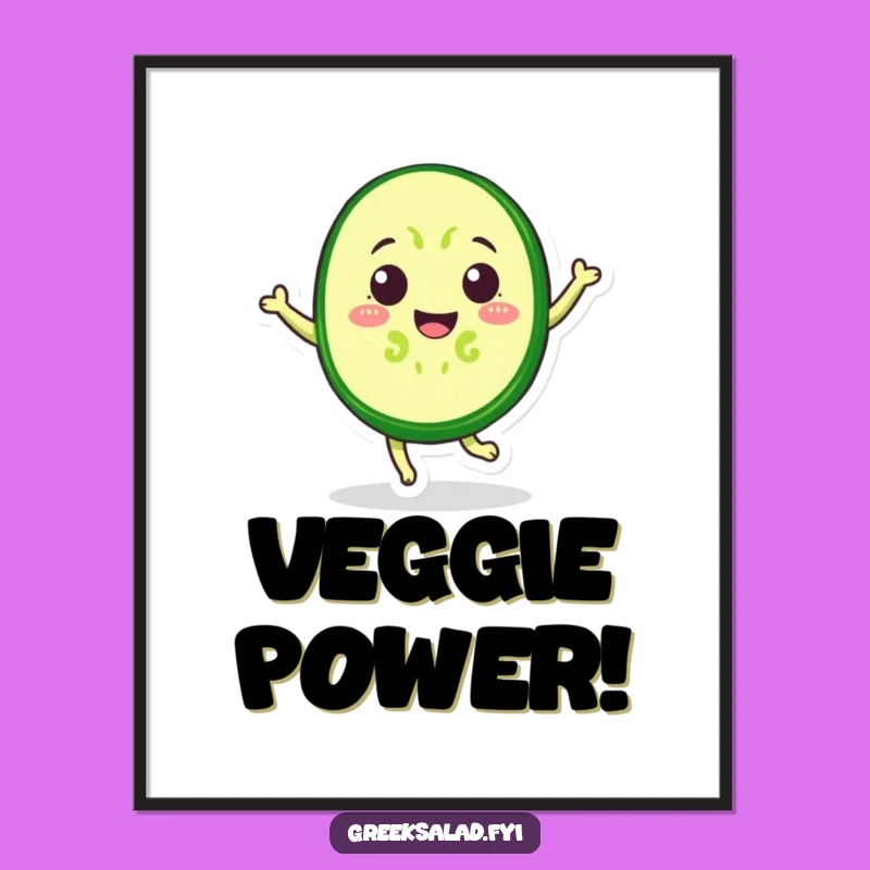 Funny Cucumber Jump Digital Art - Cheerful Veggie Printable, Perfect Funny Gift for Instant Decor