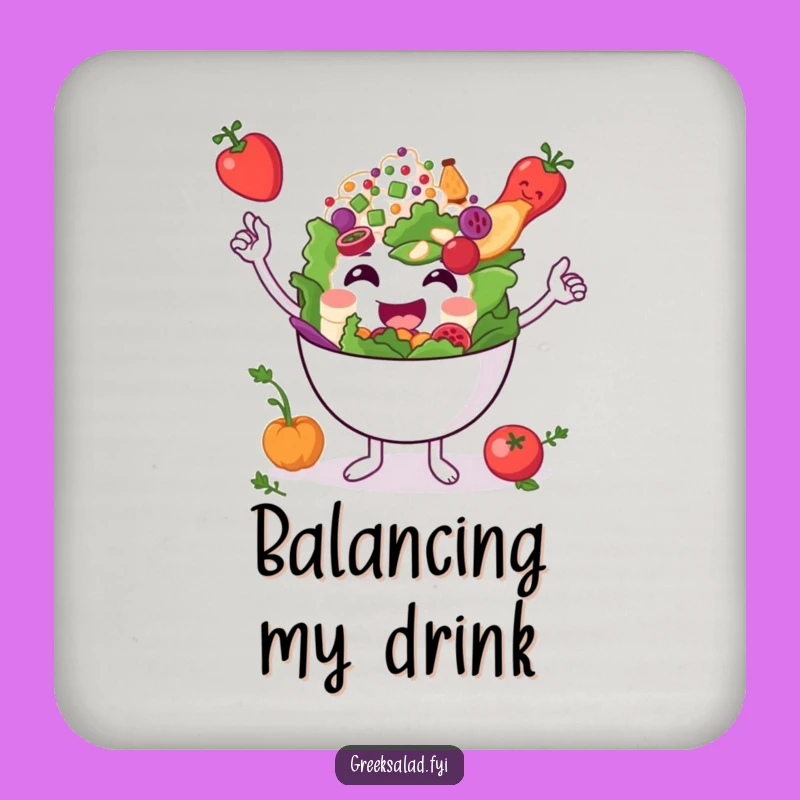 Funny Greek Salad Bowl Coaster: Protect Surfaces with Balanced Charm