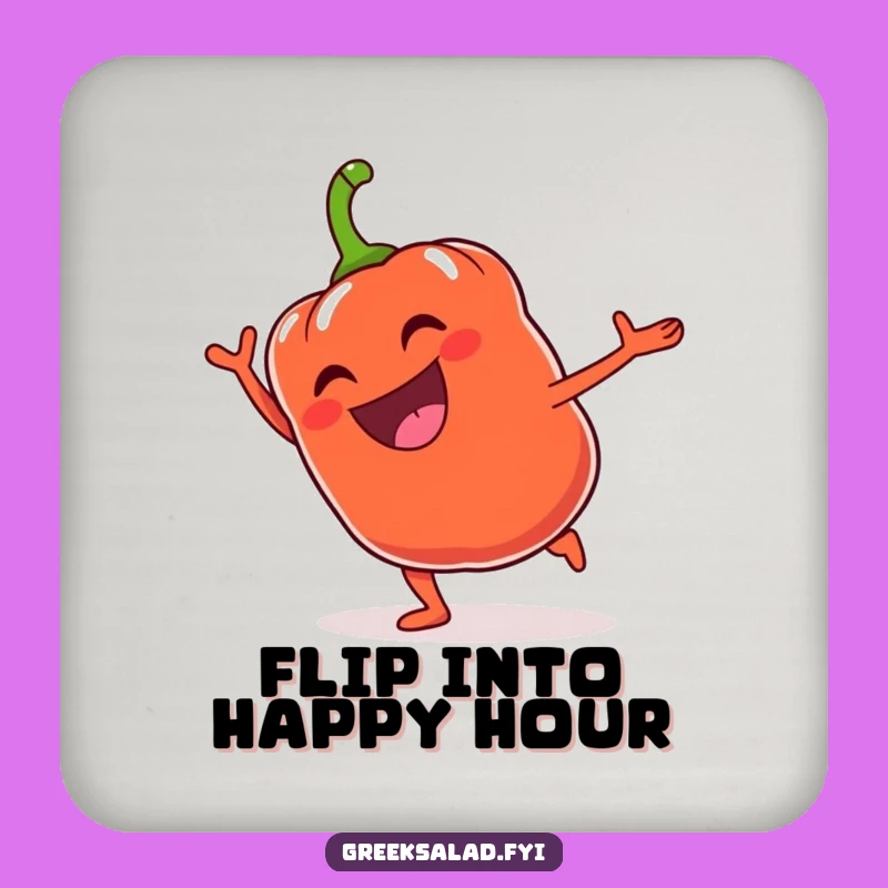 Funny Bell Pepper Cartwheel Coaster - Protect Surfaces with Energy, Fun Humor Gift