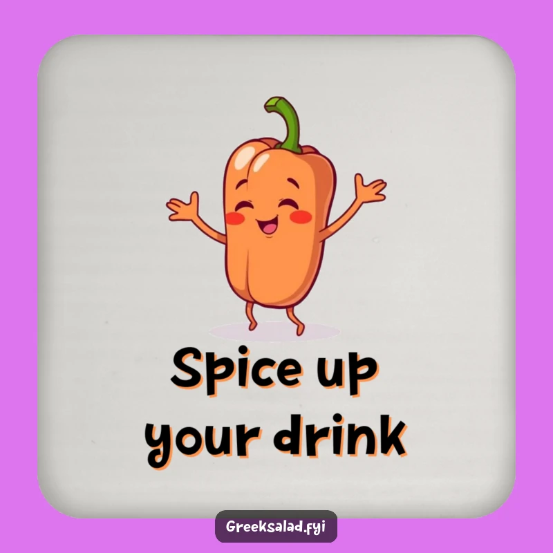 Funny Bell Pepper Dance Coaster: Protect Surfaces with Veggie Flair