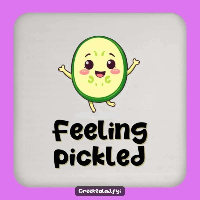 Funny Cucumber Jump Drink Coaster - Veggie Cartoon Coaster Set, Perfect Funny Gift for Hosts