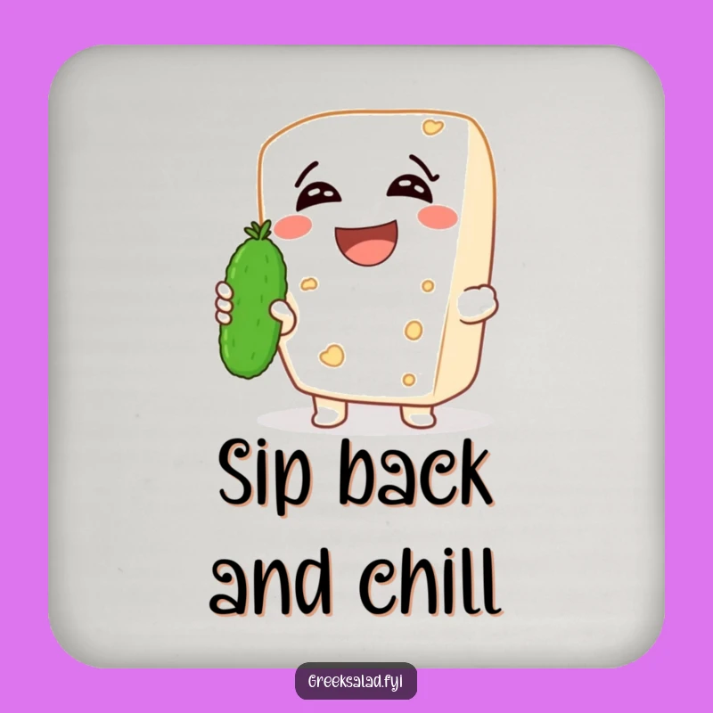 Funny Feta Laugh Coaster: Cheesy Joy, Protective Funny Gift