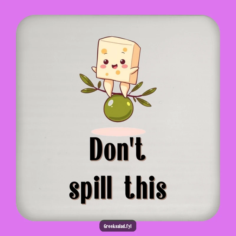 Funny Feta Olive Balance Coaster - Protect Surfaces with Gourmet Fun, Perfect Funny Gift